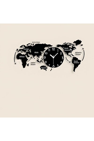 Generic Acrylic 3D World Map Wall Clock Large Modern Decorative Timepiece Mir...