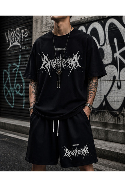 ship master Unisex White Oversize Graffiti Text Printed 100% Cotton T-Shirt