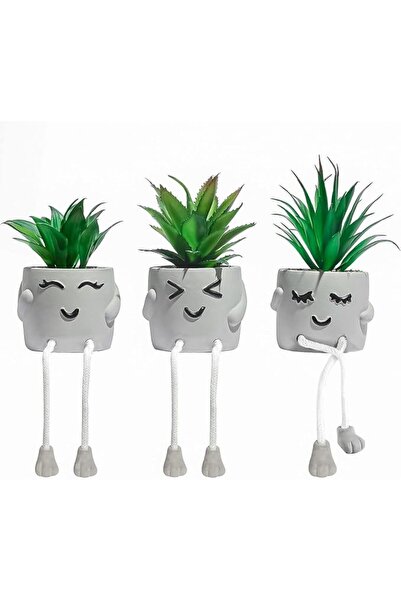 XICEN 3 Pots Artificial Plants, ديكور ارضي نباتات, Artificial Succulents with...
