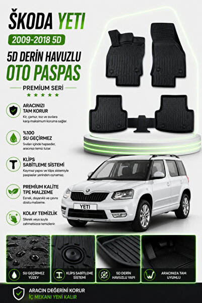 VOLX SKODA YETİ 2012 MODEL UYUMLU 5D ARACA ÖZEL OTO PASPAS PREMİUM SERİSİ