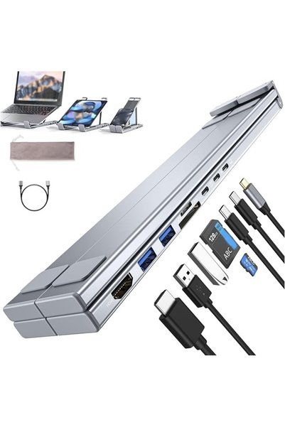 TERRIFI 8-in-1 USB-C Laptop Stand | Adjustable Ergonomic Aluminum Docking Sta...