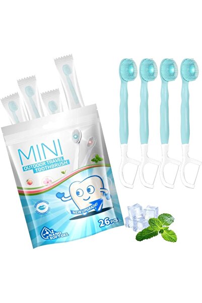 LinJie 26 قطعة فرشاة أسنان صغيرة للاستخدام مرة واحدة، مع معجون أسنان، فرشاة ص...