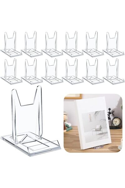 Generic 12-Pack Adjustable Clear Acrylic Book Stands, Multi-Purpose Display E...
