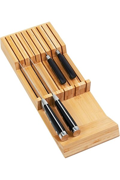 Utoplike in-Drawer Knife Block Bamboo Kitchen Knife Drawer Organiser, Handle ...