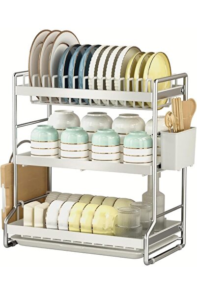 U-HOOME U HOOME 3 Tiers Stainless Steel Dish Drying Rack with Drain Board for...