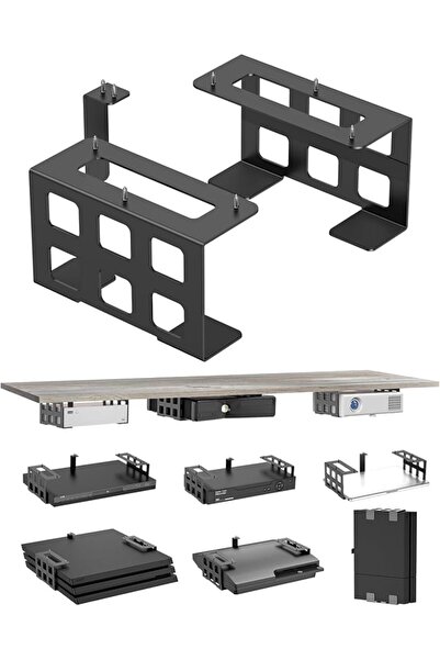 Yelajoy Black Universal Under Desk Mount Holder for Laptop, Game Console, Min...
