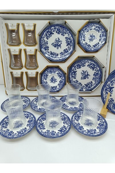 ZORENSA 18 Piece Herenica Tea and Dessert Set 6 Tea Cups 6 Tea Plates 6 Dessert Plates