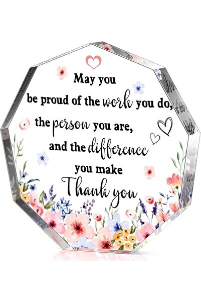 KASTWAVE Inspirational Thank You Gifts for Women, Floral Desk Decor with Moti...
