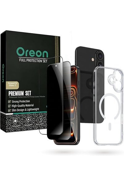 OREON [3 قطع] حافظة مغناطيسية شفافة مضادة للاصفرار لهاتف آيفون 17 - واقي شاشة...