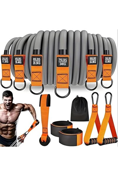 GENERAL 300LBS Resistance Bands Set,6 Power Levels of Resistance Rope,12-Piec...