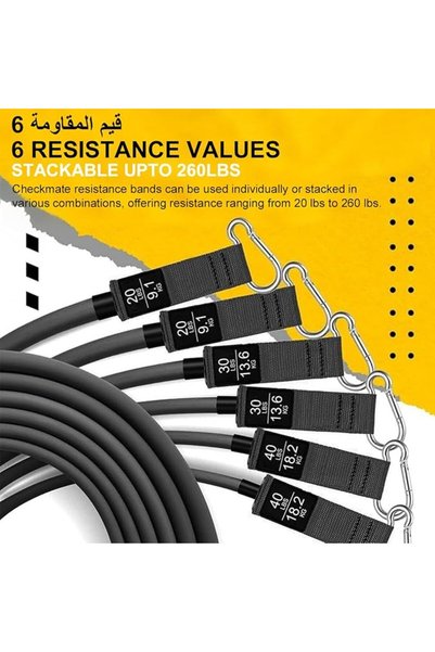 LuzCadaVez Resistance Bands Set, 180LBS Pilates Bar Kit with Resistance Stretch Band Handles Door Anchor Ankle