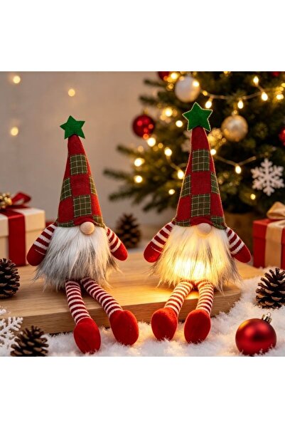 idei Produs Crăciun, figurină gnom fără față cu lumină LED 11×39 cm, decor te...