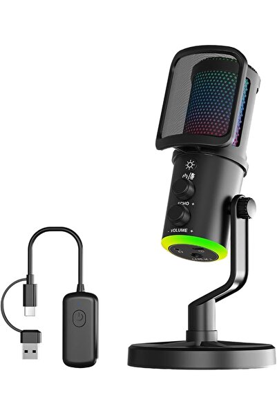 TNW PHONE TNW Gaming Microphone for PC, K20 USB Microphone RGB Gaming Mic wit...