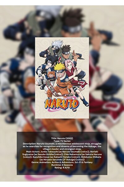 OEM Poster Infografic Naruto, Anime Japonez, Carton 250g, A4