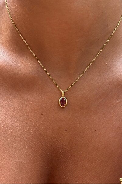 Lavian Accessories Çelik Lia Gold Taş Detaylı Kolye