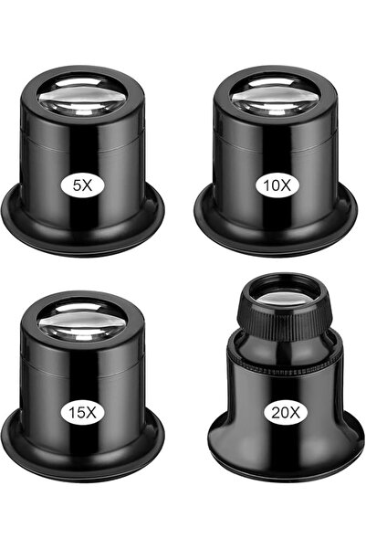 Parlberd 4 Pcs Jewelers Loupe Set - 5X 10X 15X 20X Magnification, Handheld Ma...