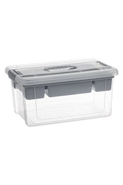 CBD CORAL BEST DEALS Cutie Organizer Transparenta cu Raft Gri & 4 Compartimen...