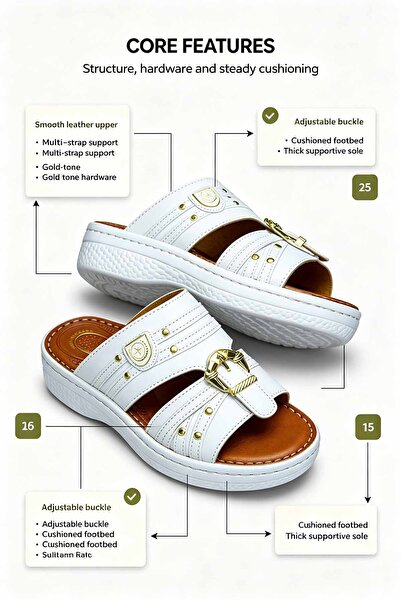 SaudEva Foot Orthopedic Arch Support Leather Slippers For Men Shock‑Absorbing...