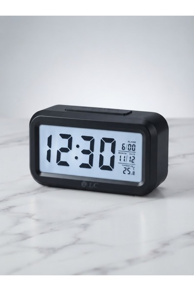 Generic Brand DLC Digital Alarm Clock with Time, Date, and Temperature Displa...