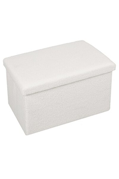 CBD CORAL BEST DEALS Taburet Alb Teddy cu Spatiu de Depozitare 60x36x36cm, 60 cm