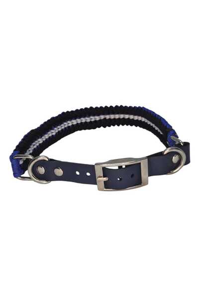 moonparacord Dog Collar Black Matte Blue with White 40-46 cm