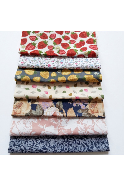 7 ADET 25×25 cm PATCHWORK KUMAŞ SETİ ÇİÇEKLİ KUMAŞ DESENLİ KUMAŞ HOBİ DİKİŞ SETİ
