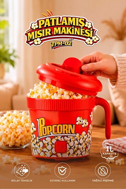 Başkenttekno Popcorn Maker Household Popcorn Machine Can Use Oil and Salt Tpm...