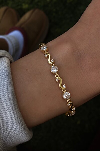 Lavian Accessories 14K Görünümlü Premium Sue Gold Zirkon Taş Detaylı