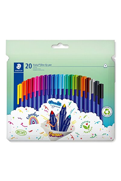 Staedtler Set de pixuri cu vârf din fibră Triplus Color, 20 culori, 1mm