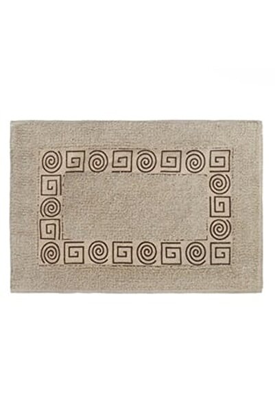 CBD CORAL BEST DEALS Covoras de Baie Bumbac Bej Imprimeu Meandre 60x40cm, Maro
