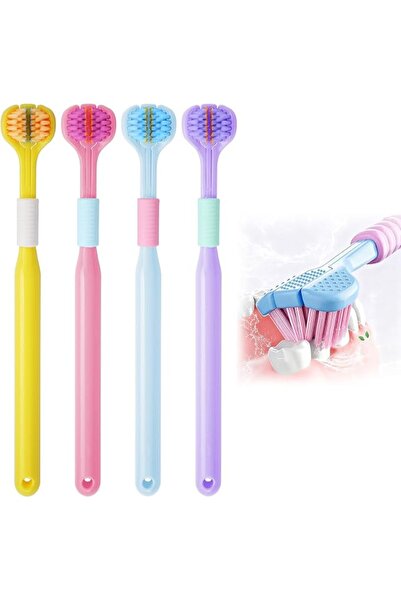 KASTWAVE 4 Pcs 3-Sided Toothbrush, New Upgraded Medium Extra Soft Toothbrushe...