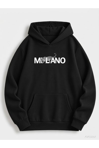 FUFLUNS Milano Leopard Printed Oversized Unisex Hooded Sweatshirt