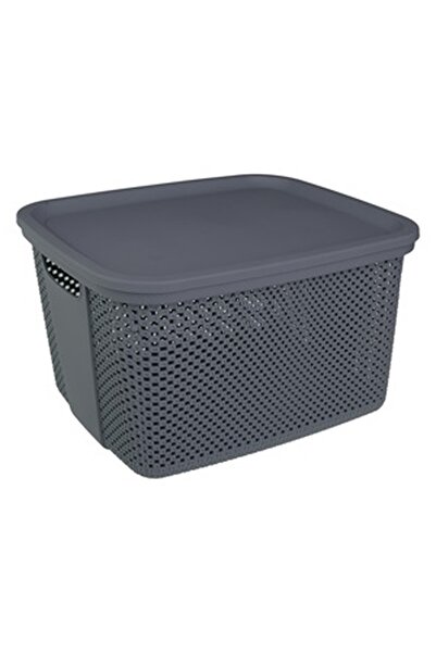 CBD CORAL BEST DEALS Cos de Depozitare din Plastic Antracit cu Capac 18L, 38x...