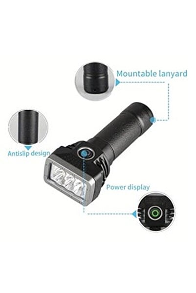 CBD CORAL BEST DEALS Lanterna Neagra Reincarcabila cu USB & 4 Functii de Lumi...