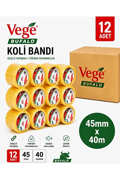 Vege Bufalo Koli Bandı 38 Micron Güçlü Yapışkan 45*100 metre (12 ADET)