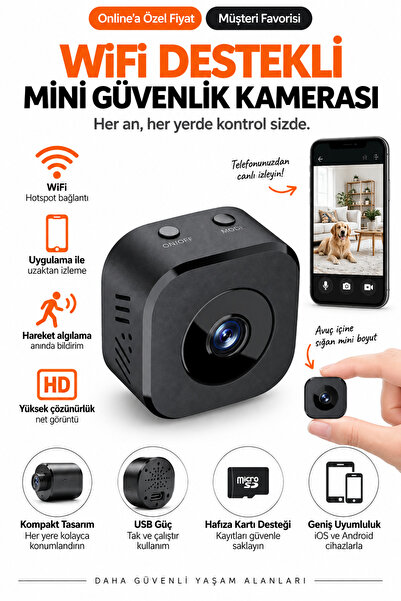 Ayers Mini WiFi Güvenlik Kamerası, APP Uzaktan Görüntüleme, WiFi Hotspot Dest...