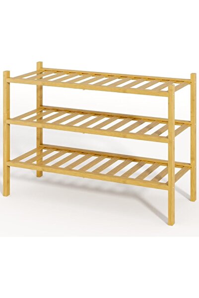 Kitsure 3-Tier Natural Bamboo Modular Shoe Storage Rack 68.07×27.94×48.01cm