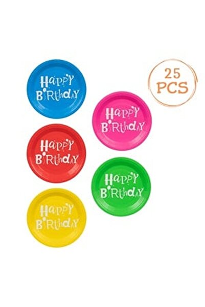 CBD CORAL BEST DEALS Farfurii de Petrecere Colorate Happy Birthday 23cm - 25buc