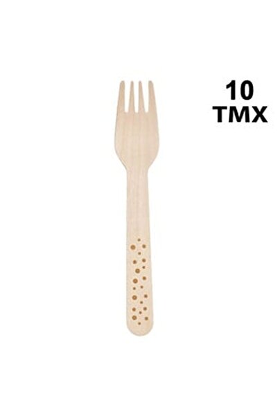 CBD CORAL BEST DEALS Furculite din Lemn de Petrecere Buline Aurii 16cm - 10buc