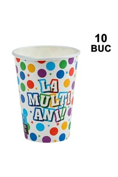 CBD CORAL BEST DEALS Bahare de Carton cu Imprimeu "La Multi Ani" 270ml - 10buc