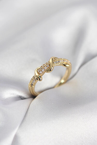 Livenda Gold Color Zircon Stone Spiral Snake Model Women's Ring Tj-Byk4068