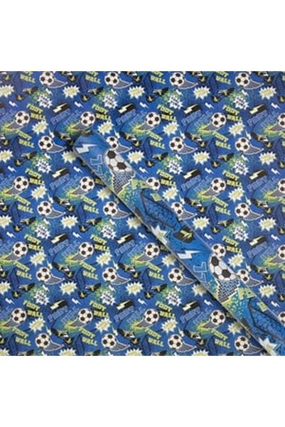 CBD CORAL BEST DEALS Hartie Ambalaj Rola Albastra Verde cu Model Fotbal 150x70cm