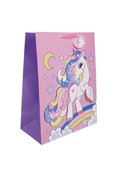 CBD CORAL BEST DEALS Sacosa Cadou din Carton Roz cu Model 3D Unicorn pentru C...