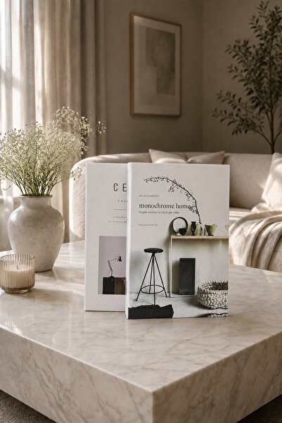 LUMEYA HOME Monochrome & Cereal 2’li Dekoratif Kitap Kutu Seti