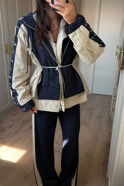 Suziş Fisto Fabric Garnished Hooded Suit Key37650