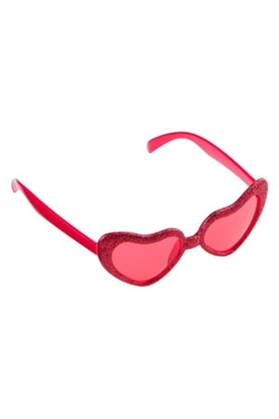 CBD CORAL BEST DEALS Ochelari de Deghizare Inimi Rosii cu Glitter, Plastic, Rosu