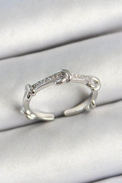 Livenda Brass Knot Figured Zircon Stone Silver Color Adjustable Women's Ring ...