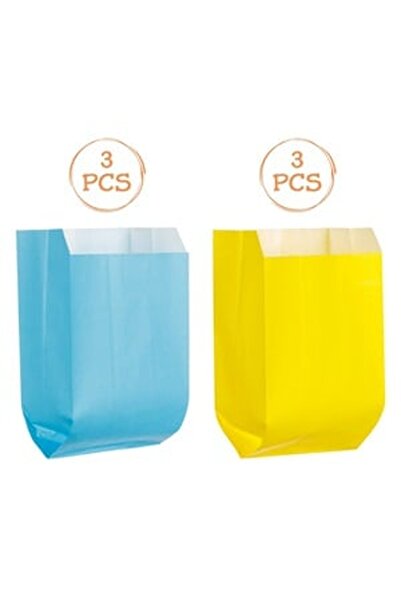 CBD CORAL BEST DEALS Set Pungi pentru Cadou din Hartie Bleu Galbene 12x8x21cm...