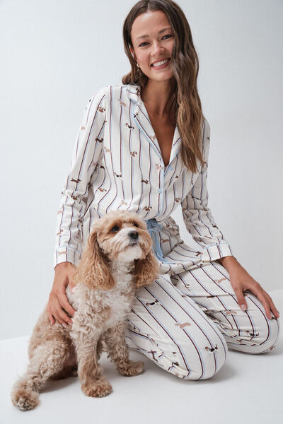 Women'secret Striped dog print classic pyjamas