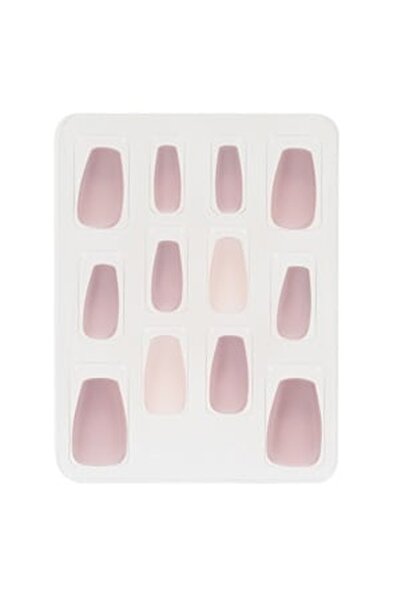 CBD CORAL BEST DEALS Set Unghii False cu Adeziv Bej Nude Mat Coffin - 12buc, ...